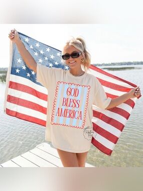 Rebellious Rose God Bless America Fourth of July Graphic T-shirt